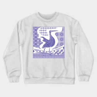 wondering garza bird ecopop in talavera pattern heron Crewneck Sweatshirt